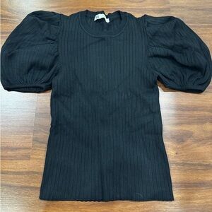 Zara Ribbed Knit top puff sleeve